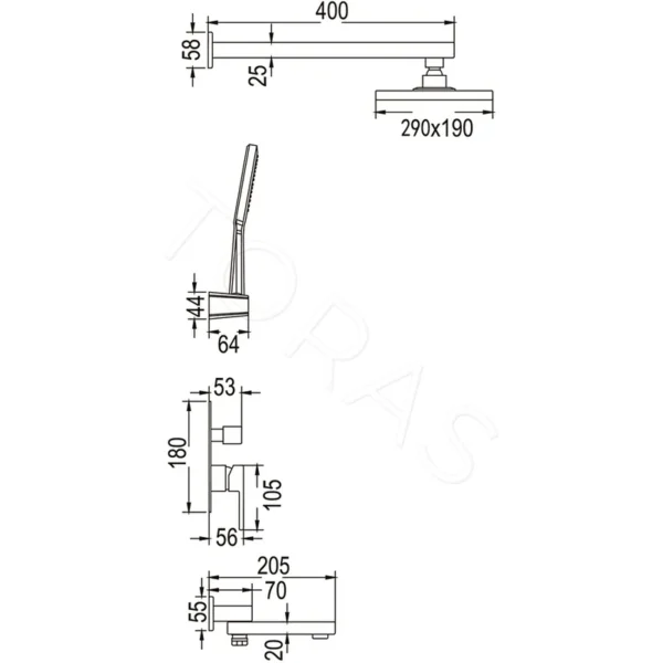 Душевая система скрытого монтажа Rose R2835H