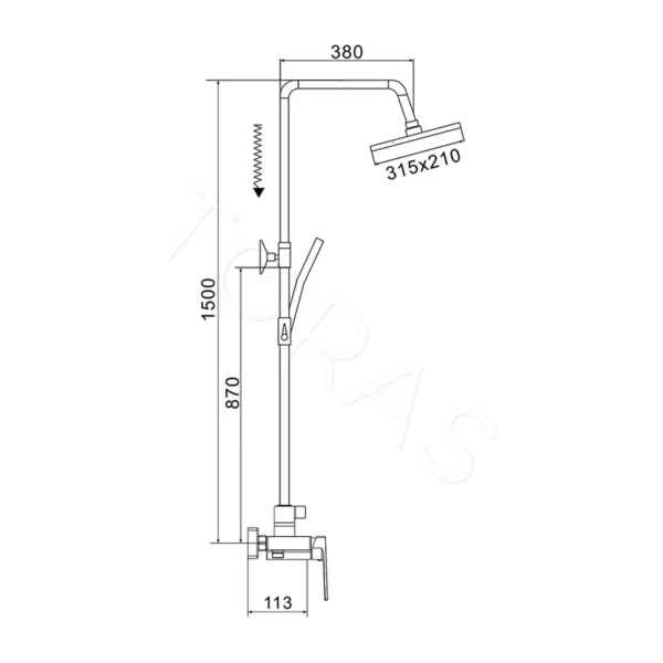 Душевая стойка со смесителем Rose R1836T-6