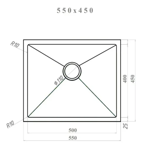 Кухонная мойка VANS 550x450x200 мм Black