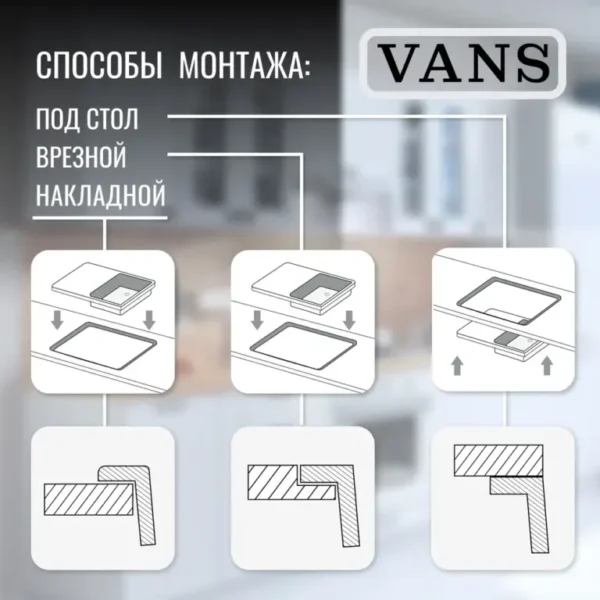 Кухонная мойка VANS 780x505x200 мм Satin-R (чаша справа)