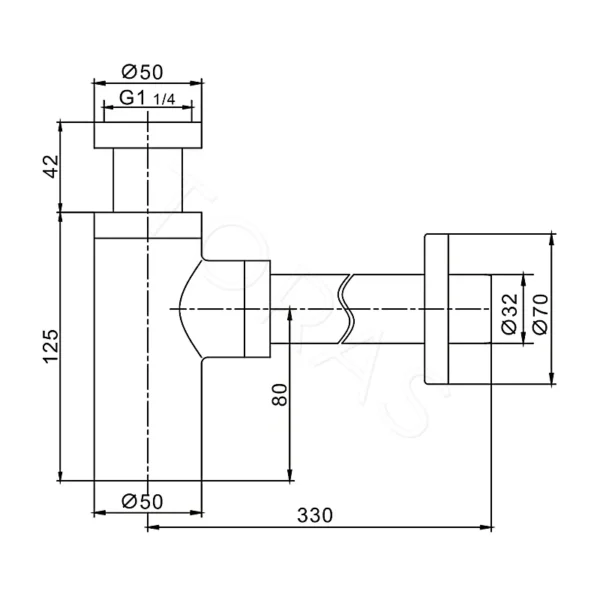 Сифон для умывальника Rose RS22H (черный)