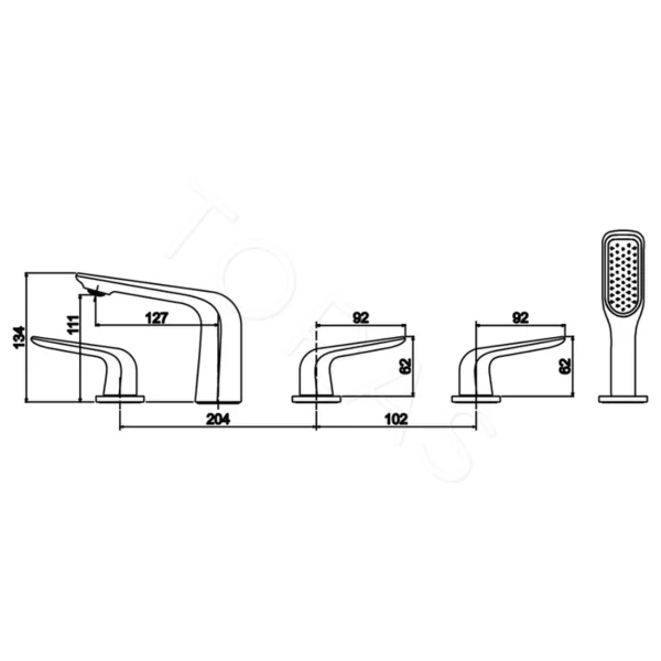 Смеситель на борт ванны Rose R1312
