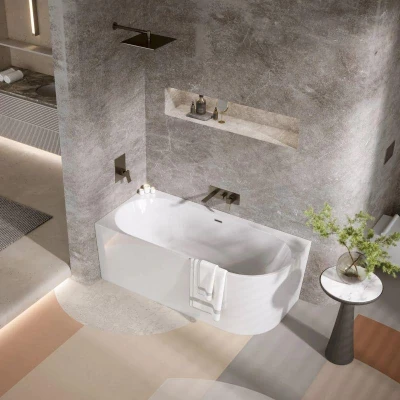 Акриловая ванна Polimat Sola 160x75 L, пристенная угловая левая, белый