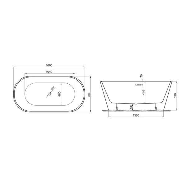 Акриловая ванна Polimat Uzo 160x80 отдельностоящая, белый