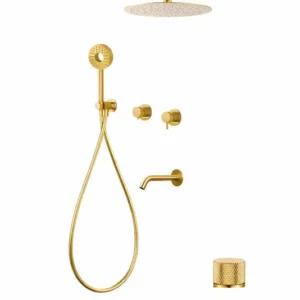 Встраиваемая душевая система для ванны и душа MILLEAU Tissage MSS 530BIM/801Q-BG на 3 потока (комплект с монтажным блоком), Золото браш