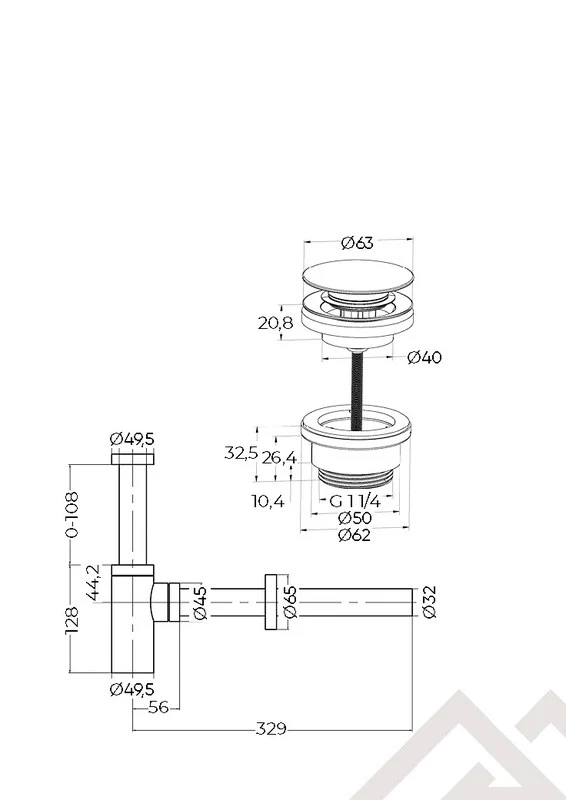 Донный клапан универсальный MILLEAU Tissage ML35011C/C-BN, никель браш