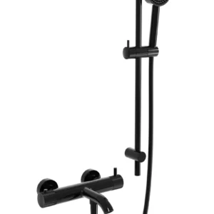 Смеситель для ванны и душа MILLEAU Tissage ML81803M/0705BD-GB c душевым гарнитуром, Черный глянец