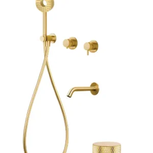 Встраиваемая душевая система для ванны и душа MILLEAU Tissage MSS 520BIM/324Q-BG на 2 потока (комплект с монтажным блоком), Золото браш